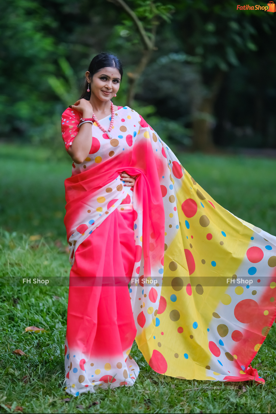 r (3) Saree 1104-সেমি মসলিন সিল্ক শাড়ি। একদম সফট। ফুল বডি ডিজিটাল প্রিন্ট কাজ করা। আঁচলে উন্নতমানের পুথি টার্সেল করা। - Image 1